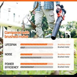 FIILPOW 20V 450CFM Cordless Leaf Blower, Variable Speed & Turbo Mode and Lock Dial, Handheld Brushless Blower with 4.0Ah Battery & Charger, Lightweight for Lawn Care/Yard Cleaning/Jobsit