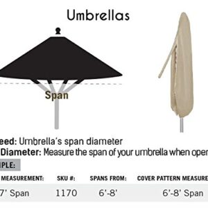 Protective Covers Weatherproof Umbrella Cover, 6 x 8 Feet, Tan - 1170-TN