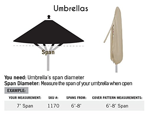 Protective Covers Weatherproof Umbrella Cover, 6 x 8 Feet, Tan - 1170-TN