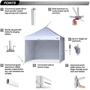 ABCCANOPY Ez Pop Up Canopy Tent with Sidewalls 10x10 Commercial -Series, White