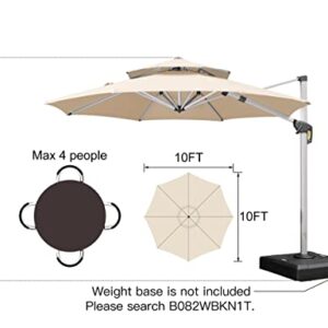 PURPLE LEAF 10 Feet Patio Umbrella Outdoor Round Umbrella Large Cantilever Umbrella Windproof Offset Umbrella Heavy Duty Sun Umbrella for Garden Deck Pool Patio, Beige