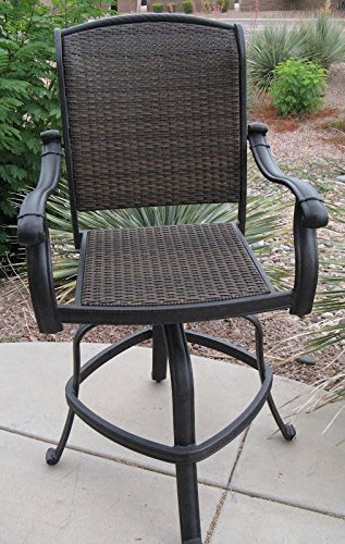 PatioLand Santa Clara Outdoor Patio Swivel Barstools 30" H Dark Bronze Cast Aluminum Set of 4