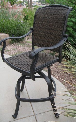 PatioLand Santa Clara Outdoor Patio Swivel Barstools 30" H Dark Bronze Cast Aluminum Set of 4