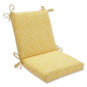 pillow perfect outdoor/indoor herringbone egg yolk square corner chair cushion, 1 count (pack of 1), yellow