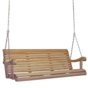 Ecommersify Inc 5 Ft Feet Roll Back Scandinavian Style Grandpa Porch Swing from High end Hand Selected Rot-Resistant Cypress Wood with Stainless Steel Hardware - Chains Included