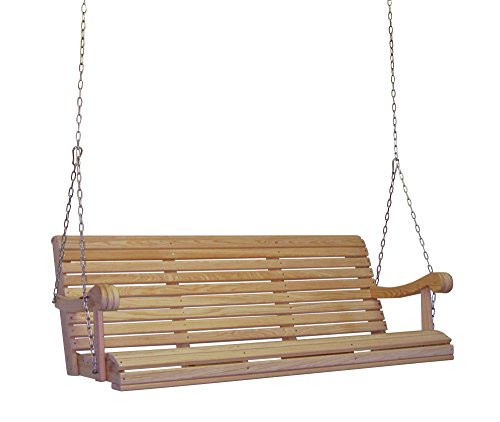 Ecommersify Inc 5 Ft Feet Roll Back Scandinavian Style Grandpa Porch Swing from High end Hand Selected Rot-Resistant Cypress Wood with Stainless Steel Hardware - Chains Included