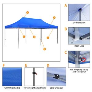 Klismos 10x20 Pop up Canopy Tent Outdoor Party Wedding Gazebos with Sidewalls Blue