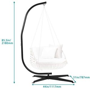 Her Majesty C Stand Hanging Outdoor Indoor Solid Steel Heavy Duty Construction for Hammock Air Porch Swing Chair, Black