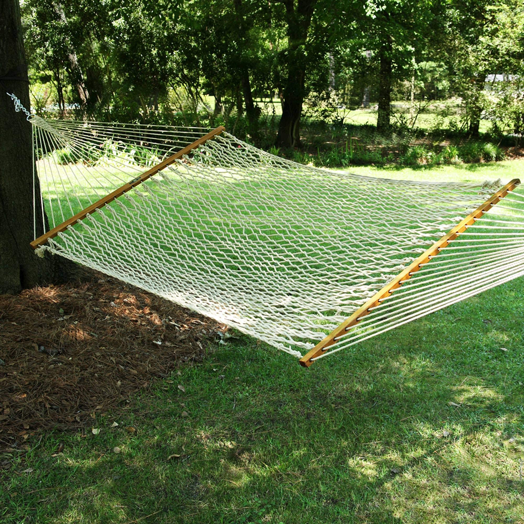 Original Pawleys Island 13DCOT Large Oatmeal DURACORD Rope Hammock with Free Extension Chains & Tree Hooks, Handcrafted in The USA, Accommodates 2 People, 450 LB Weight Capacity, 13 ft. x 55 in.