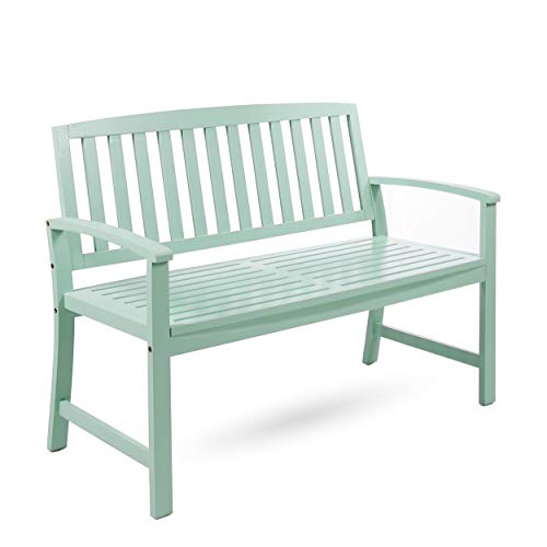 Christopher Knight Home Laurel Farmhouse Cottage Acacia Wood Bench, Light Mint