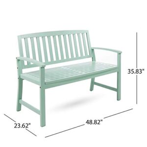 Christopher Knight Home Laurel Farmhouse Cottage Acacia Wood Bench, Light Mint