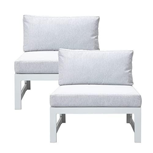 RADIATA Aluminum White Sofa 2 Piece Armless Chairs Outdoor Patio Furniture Clearance