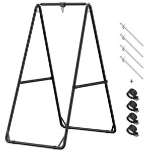 greenstell hammock chair stand, swing stand with 3 hooks fit for most hanging chair, ground nails for outdoor or rubber clamps for indoor, hanging stand only max load 551ibs, swing chair not include
