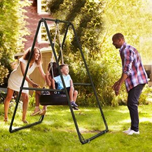 GREENSTELL Hammock Chair Stand, Swing Stand with 3 Hooks Fit for Most Hanging Chair, Ground Nails for Outdoor or Rubber Clamps for Indoor, Hanging Stand Only Max Load 551Ibs, Swing Chair not Include