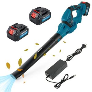 Cordless Leaf Blower - 21V 600W 250CFM 130MPH Electrical Handheld Blower with 2 Batteries & Charger, Battery Powered Leaf Blower Lightweight for Leaf, Snow, Dust Blowing