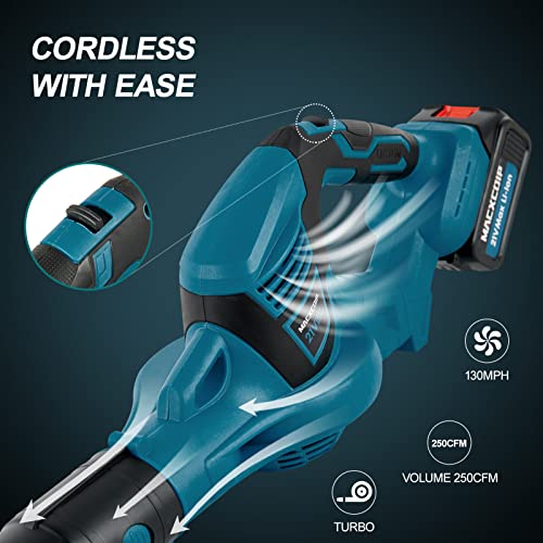 Cordless Leaf Blower - 21V 600W 250CFM 130MPH Electrical Handheld Blower with 2 Batteries & Charger, Battery Powered Leaf Blower Lightweight for Leaf, Snow, Dust Blowing