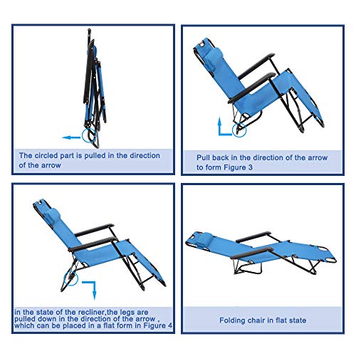 Teekland Folding Camping Reclining Chairs,Portable Zero Gravity Chair,Outdoor Lounge Chairs, Patio Outdoor Pool Beach Lawn Recliner