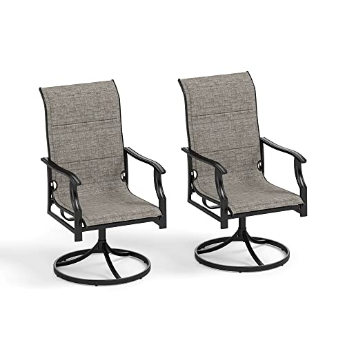 MIXPATIO Outdoor Dining Swivel Chairs Set of 2 High Back Patio Chairs with Textilene Mesh Fabric for Deck Lawn Garden