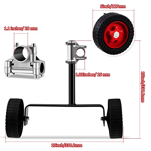 Adjustable Support Wheels Auxiliary Wheels 26mm(1 Inch) and 28mm(1.1inch) Weed Trimmer Wheel Walk Behind String Trimmer for Weed Trimmer Grass Cutter Gas String Trimmer
