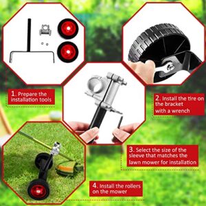 Adjustable Support Wheels Auxiliary Wheels 26mm(1 Inch) and 28mm(1.1inch) Weed Trimmer Wheel Walk Behind String Trimmer for Weed Trimmer Grass Cutter Gas String Trimmer