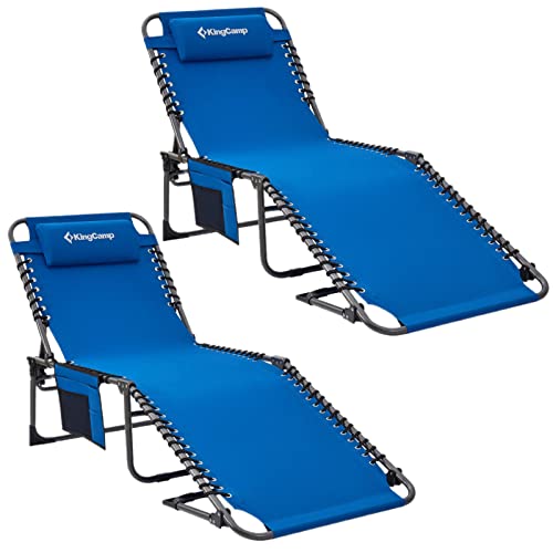 KingCamp Lounge Chair, 74.8''x23.2''x14.5'', Blue-2 Pack