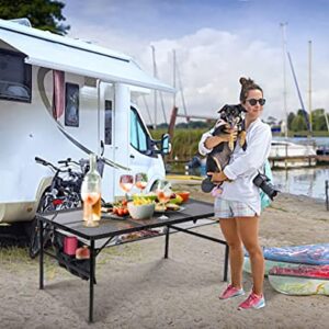 Nice C Table for Grill, Outdoor Picnic Folding Camping Table, Card Table Adjustable Height, Portable Mesh Bag Lightweight, Carry Handle for Outdoor, Beach, Indoor  (23.7” x 15.8” x 10.7”/22.3” Black)