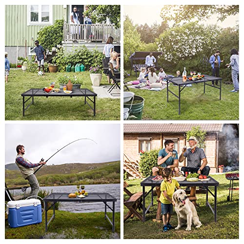 Nice C Table for Grill, Outdoor Picnic Folding Camping Table, Card Table Adjustable Height, Portable Mesh Bag Lightweight, Carry Handle for Outdoor, Beach, Indoor  (23.7” x 15.8” x 10.7”/22.3” Black)