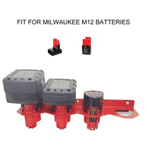SKCMOX Metal Barttery Holders Fit for Milwaukee M12 12V Battery Red