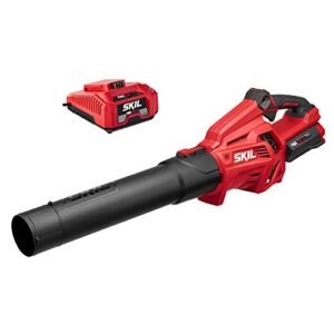 skil pwr core 40 brushless 40v 500 cfm cordless leaf blower kit, variable spped with power boost, includes 2.5ah battery and auto pwr jump charger – bl4713-10