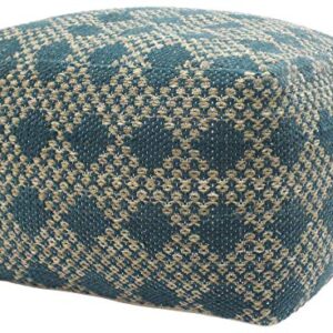 Christopher Knight Home Adagio Outdoor Boho Handcrafted Large Rectangular Pouf, Beige, Teal