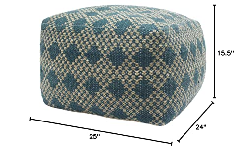 Christopher Knight Home Adagio Outdoor Boho Handcrafted Large Rectangular Pouf, Beige, Teal