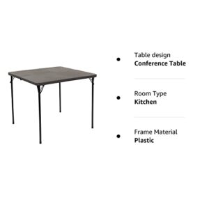 Flash Furniture 2.83-Foot Square Bi-Fold Dark Gray Plastic Folding Table with Carrying Handle