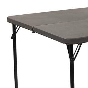 Flash Furniture 2.83-Foot Square Bi-Fold Dark Gray Plastic Folding Table with Carrying Handle