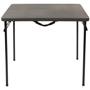 Flash Furniture 2.83-Foot Square Bi-Fold Dark Gray Plastic Folding Table with Carrying Handle