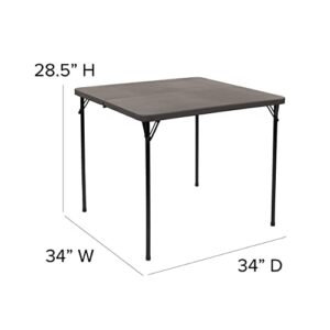 Flash Furniture 2.83-Foot Square Bi-Fold Dark Gray Plastic Folding Table with Carrying Handle