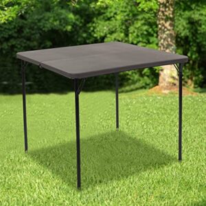 Flash Furniture 2.83-Foot Square Bi-Fold Dark Gray Plastic Folding Table with Carrying Handle