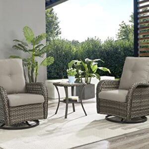 Patio Tables Wicker Side Table - Rattan End Table with Glass Top for Outdoor Outside Patio Porch Deck Square Mixed-Grey