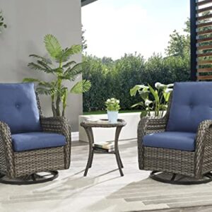 Patio Tables Wicker Side Table - Rattan End Table with Glass Top for Outdoor Outside Patio Porch Deck Square Mixed-Grey