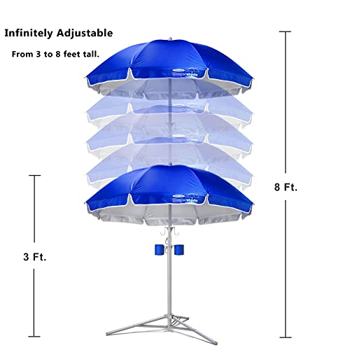 Wondershade 5' Sun Shade Umbrella, Portable Lightweight Adjustable Instant Sun Protection UPF 50+ - Blue
