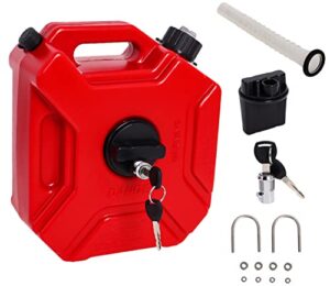 atv gas can 1.3 gallon with mounting bracket and lock, 5l oil petrol storage cans spare emergency backup tanks,for suv atv motorcycle gas can
