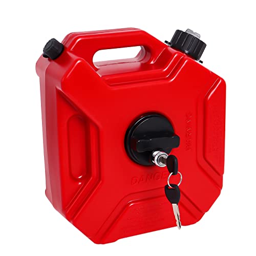 ATV Gas Can 1.3 Gallon with Mounting Bracket and Lock, 5L Oil Petrol Storage Cans Spare Emergency Backup Tanks,for SUV ATV Motorcycle Gas Can