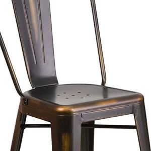 EMMA + OLIVER Commercial Grade 24" H Distressed Copper Metal Indoor-Outdoor Counter Stool