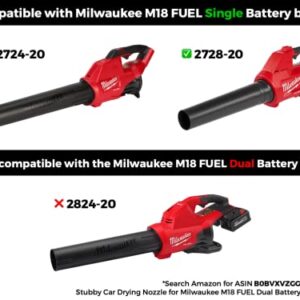 Stubby Nozzle Co. STUBBY Car Drying Nozzle for Milwaukee M18 Fuel Single Battery Leaf Blowers (2724-20 and 2728-20)