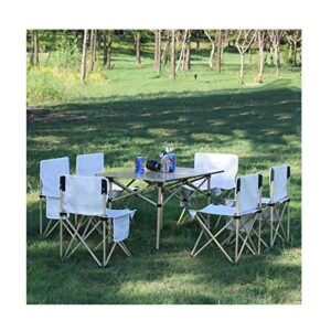 outdoor table and chair set outdoor aluminum alloy folding table and chair portable table set, portable barbecue camping chair, seven-piece set