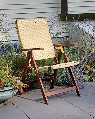 Achla Designs 125-8002 Folding Dining Arms, Polyweave Chair, Oiled Finish