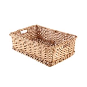 yahuan rectangular wicker storage basket woven rattan basket with handle, baskets for organizing bathroom,bedroom,laundry room,pantry (wicker)