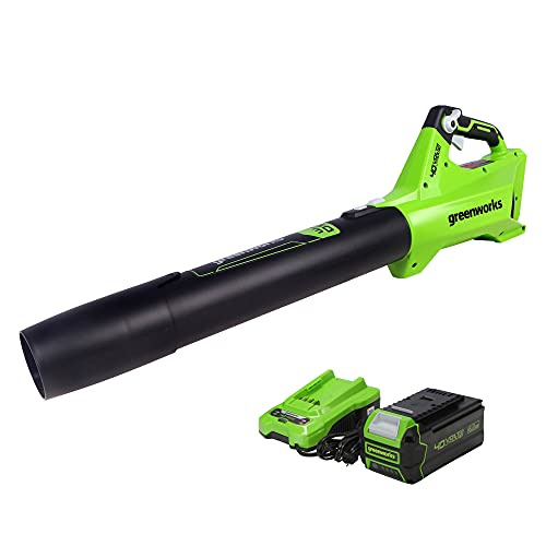 Greenworks 40V (120 MPH / 450 CFM) Cordless Axial Blower, 4Ah USB Battery (USB Hub) and Charger Included