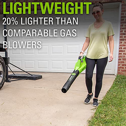 Greenworks 40V (120 MPH / 450 CFM) Cordless Axial Blower, 4Ah USB Battery (USB Hub) and Charger Included