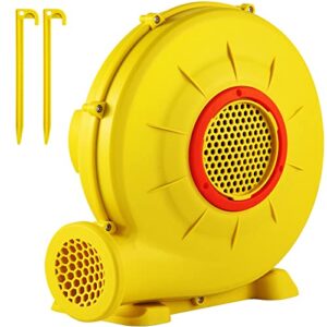 vevor air blower, 450w 0.6hp inflatable blower, portable and powerful bounce house blower, 1750pa commercial air blower pump fan, used for inflatable bouncy castle and jump slides, yellow