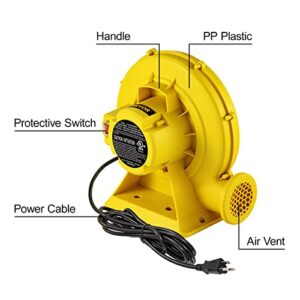 VEVOR Air Blower, 450W 0.6HP Inflatable Blower, Portable and Powerful Bounce House Blower, 1750Pa Commercial Air Blower Pump Fan, Used for Inflatable Bouncy Castle and Jump Slides, Yellow